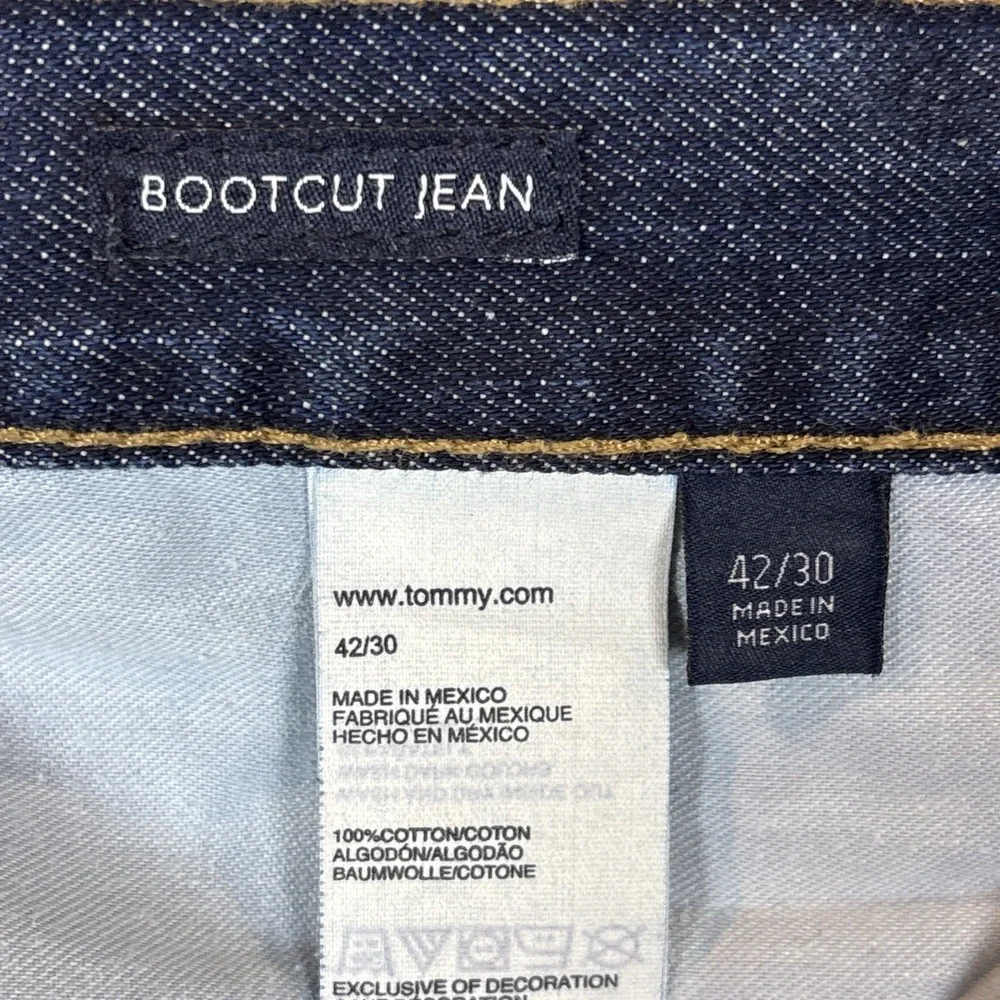 TOMMY HILFIGER Classic Fit Boot Cut Medium Wash Cotton Denim Blue Jeans 42X30